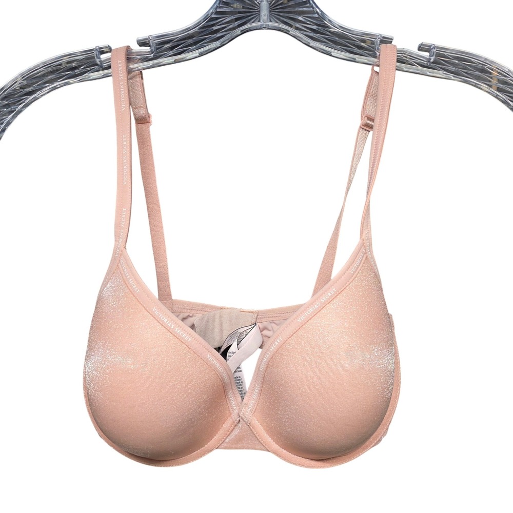 Victoria's Secret T-Shirt Lightly Lined Demi Bra 32DD Blush Pink Shimmer 236190